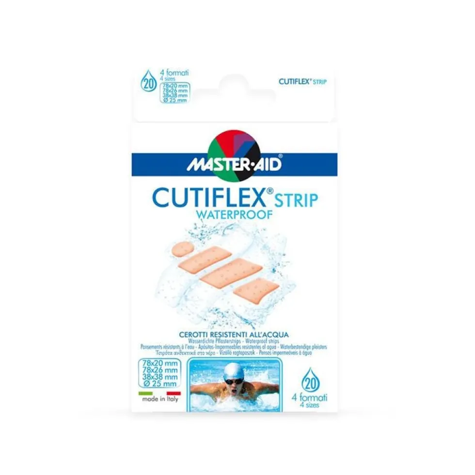 Master-Aid Cutiflex Strip Waterproof Cerotti impermeabili assortiti per proteggere le ferite, 20 cerotti