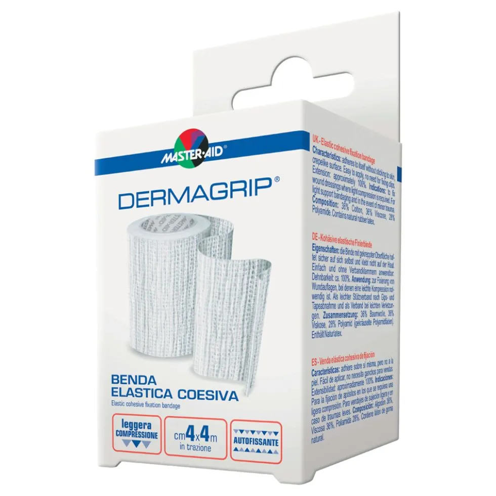 Master-Aid Dermagrip - Benda elastica coesiva per il fissaggio delle medicazioni, 4 cm x 4 m
