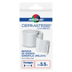 Master-Aid Dermatess - Benda di garza idrofila orlata, 5 cm x 5 m