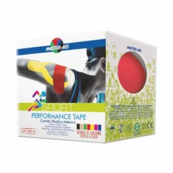 Master-Aid Performance Tape - Cerotto elastico rosso per i muscoli, 1 rotolo da 5 cm x 5 m
