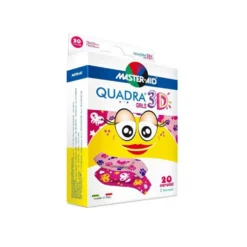 Master-Aid Quadra 3D bambina - Cerotti colorati per la protezione delle ferite, 20 cerotti