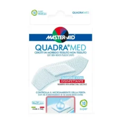 Master-Aid Quadra Med Super - Cerotti traspiranti con disinfettante per le ferite, 10 pezzi