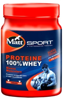 Matt Sport - Integratore di Proteine 100% Whey gusto Cacao, 450g
