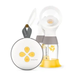 Medela Swing Maxi - Tiralatte elettrico doppio per l'estrazione del latte, 2 bottiglie da 150 ml