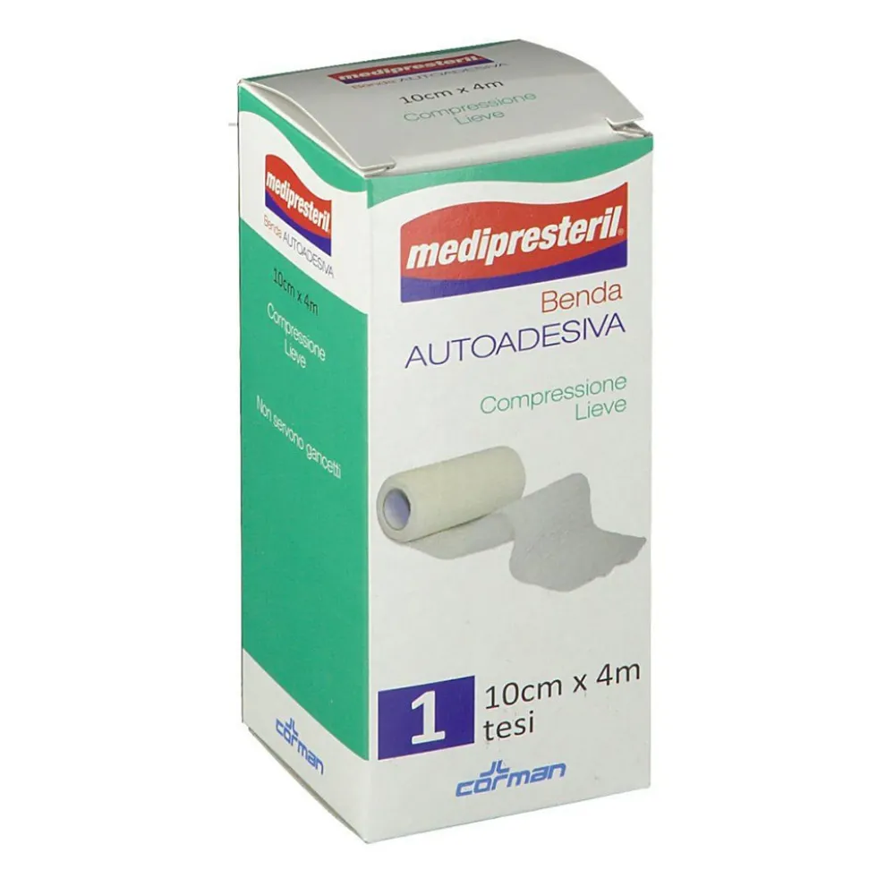 Medipresteril Benda Autoadesiva Compressione Lieve 10cm x 4m, 1Pezzo