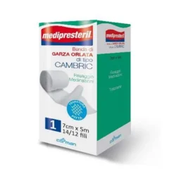 Medipresteril Benda di Garza Orlata Tipo Cambric Misura 7 cm x 5 m, 1 Pezzo