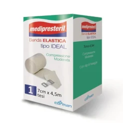 Medipresteril Benda elastica Ideal - Benda per la compressione moderata, 1 benda da 7 cm x 4,5 m