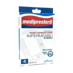 Medipresteril Medicazione post operatoria impermeabile - Cerotto per ferite, 4 pezzi da 10x15 cm