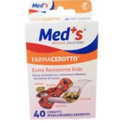 Med's Farmacerotto - Cerotti adesivi extra resistenti per le ferite dei bambini, 40 pezzi assortiti