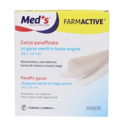 Med's Farmactive - Garza Paraffinata Sterile Misura 10 x 10 cm, 10 Pezzi