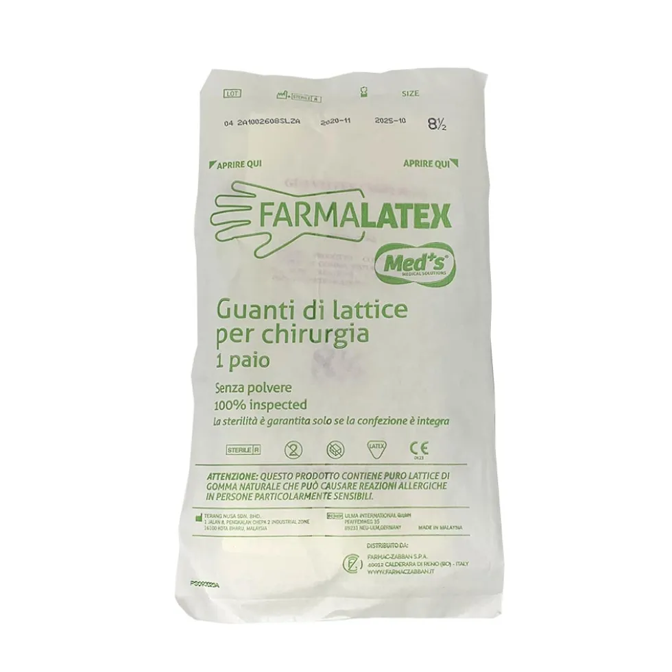 Med's Farmalatex - Guanti di Lattice per Chirurgia Senza Polvere, 1 paio