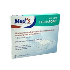 Med's Farmapore - Medicazione Adesiva Sterile Impermeabile 10x8 cm, 5 Pezzi