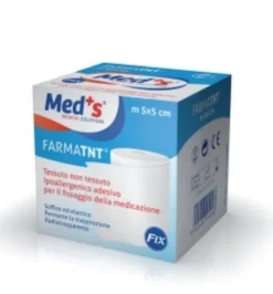 Med's Farmatnt - Cerotto in tessuto non tessuto per fissaggio medicazioni, rotolo 2,5 m x 5 cm