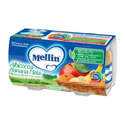 Mellin Omogeneizzato Albicocca Mela Banana 100% Naturale, 2x100g