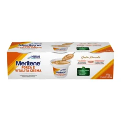 Meritene Forza e Vitalità - Crema proteica alla nocciola contro la stanchezza, 3 vasetti da 125 g