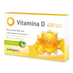 Metagenics Vitamina D 400 UI - Integratore per immunità e ossa dei bambini, 84 compresse masticabili