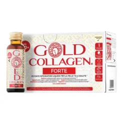 Minerva Research Labs Gold Collagen Forte - Integratore antietà per la pelle, 10 flaconcini