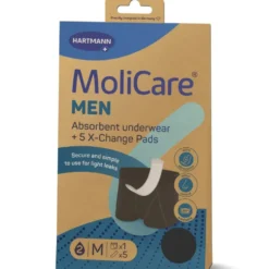MoliCare Men - Boxer assorbente rilavabile per l'incontinenza leggera, 1 boxer e 5 inserti taglia M