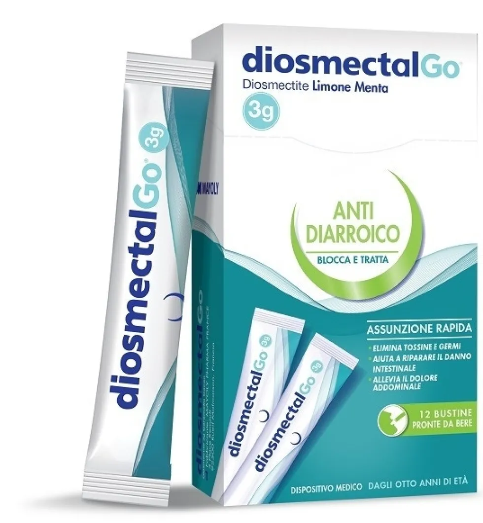 Montefarmaco DiosmectalGo - Sospensione orale per la diarrea acuta e cronica, 12 bustine