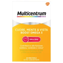 Multicentrum Boost Omega - Integratore alimentare di omega-3 per cuore mente e vista, 60 capsule