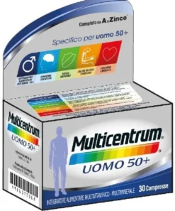 Multicentrum Uomo 50+ - Integratore multivitaminico per il supporto nutrizionale, 30 compresse