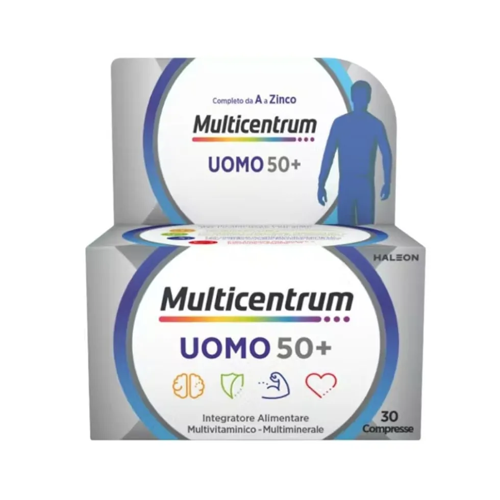 Multicentrum Uomo 50+ Integratore multivitaminico e multiminerale per gli uomini, 30 compresse
