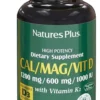 NaturesPlus Calcio Magnesio Vitamina D3 con Vitamina K2, 90 tavolette