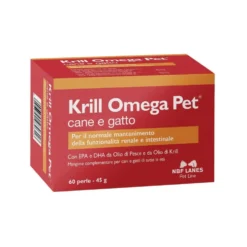 NBF Lanes Krill Omega Pet Mangime Complementare per Cane e Gatto, 60 Perle