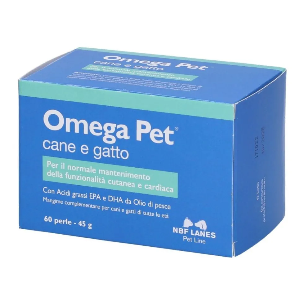 NBF Lanes Omega Pet Mangime Complementare per Cani e Gatti, 60 Perle