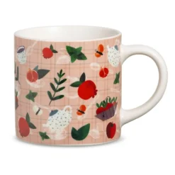 Neavita Happy Fruits - Tazza in ceramica rosa per le tisane e gli infusi, 1 pezzo da 400 ml