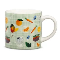 Neavita Happy Fruits - Tazza in ceramica verde per le tisane e gli infusi caldi, 1 tazza da 400 ml
