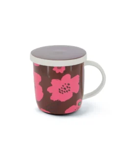 Neavita Infusiera marrone e rosa - Tazza in ceramica con filtro per preparare tisane, 350 ml
