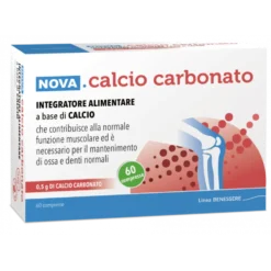 Nova Argentia Calcio carbonato - Integratore alimentare per le ossa e i muscoli, 60 compresse