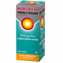 Nurofen Febbre e Dolore Bambini 200mg/5ml Ibuprofene Sospensione Orale Gusto Arancia Senza Zucchero, 100ml