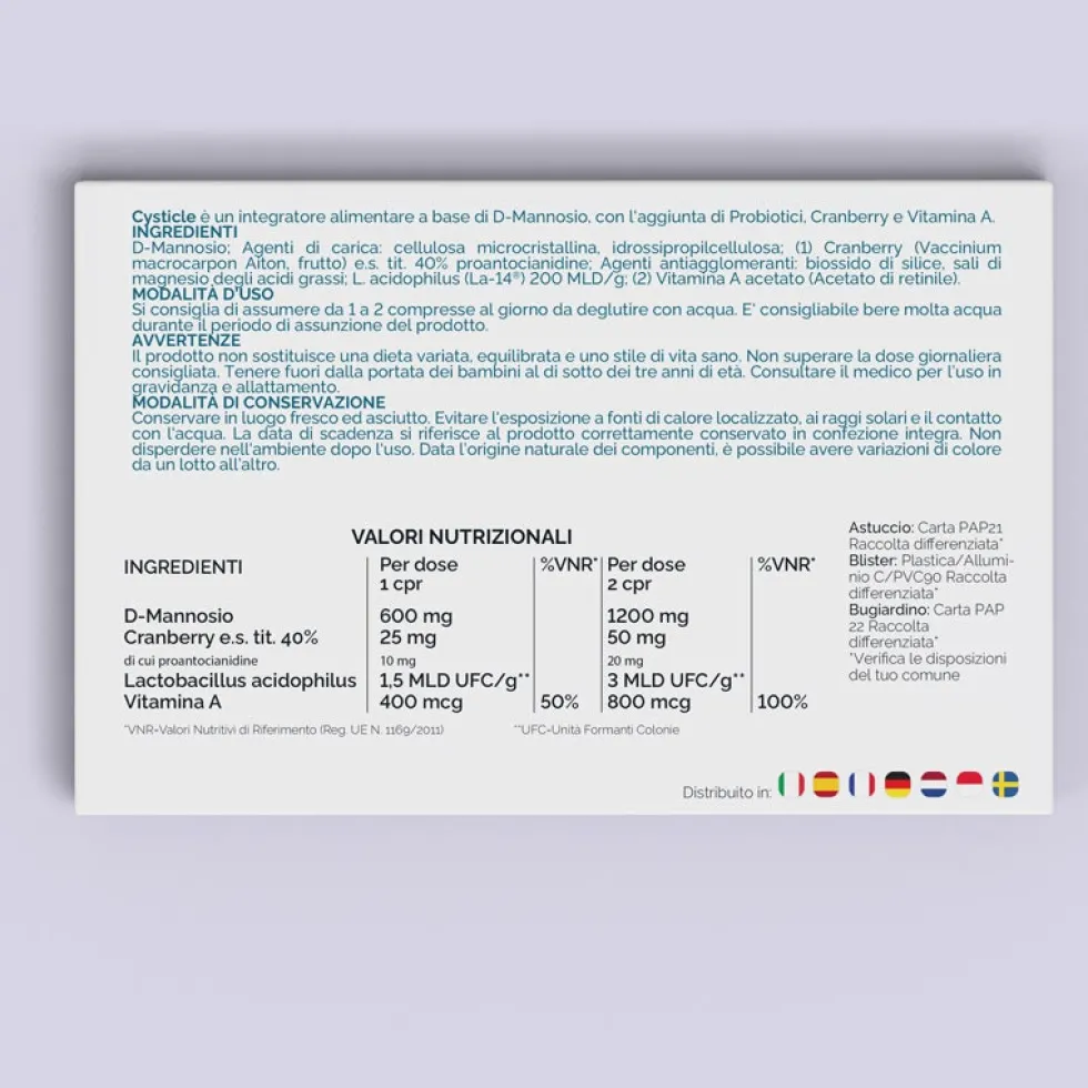 Nutracle Cysticle 1000mg Integratore Vie Urinarie e Difese, 60 Compresse