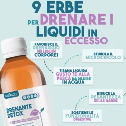 Nutracle Drenante Detox Integratore Drenaggio e Microcircolo Gusto Tè alla Pesca, 200ml