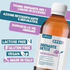 Nutracle Drenante Detox Integratore Drenaggio e Microcircolo Gusto Tè alla Pesca, 200ml