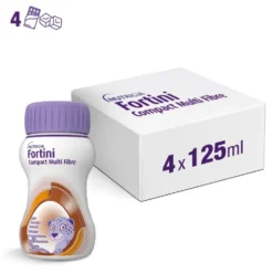 Nutricia Fortini Compact Multi Fibre Supplemento Nutrizionale Orale Completo Gusto Cioccolato e Caramello, 4x125ml