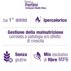 Nutricia Fortini Compact Multi Fibre Supplemento Nutrizionale Orale Completo Gusto Cioccolato e Caramello, 4x125ml