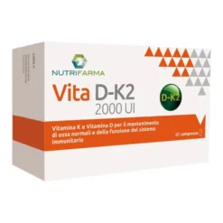 Nutrifarma Vita D-K2 2000 UI - Integratore per il sistema immunitario e le ossa, 60 compresse