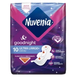 Nuvenia Goodnight - Assorbenti ultra notte con ali per flussi abbondanti, 10 assorbenti