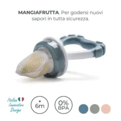 Nuvita Flavorillo Mangia Frutta e Massaggiagengive 2 in 1 Colore Grigio, 1 Pezzo