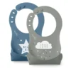 Nuvita Squashy Bavaglini in Silicone Blu e Verde, 2 bavaglini