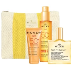 Nuxe Pochette essenziali estate - Kit con solari e olio per la protezione e l'idratazione, 3 pezzi