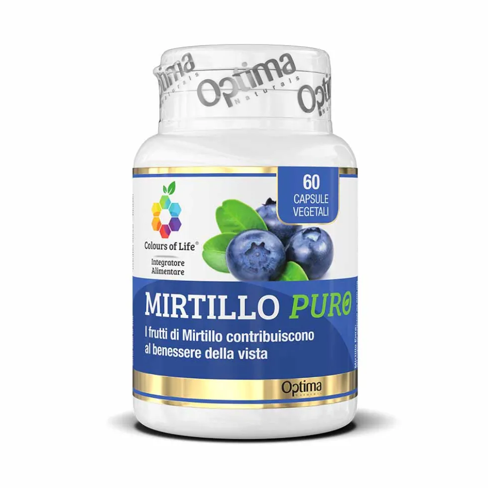 Optima Naturals Colours Of Life - Mirtillo Puro Integratore Vista, 60 Capsule