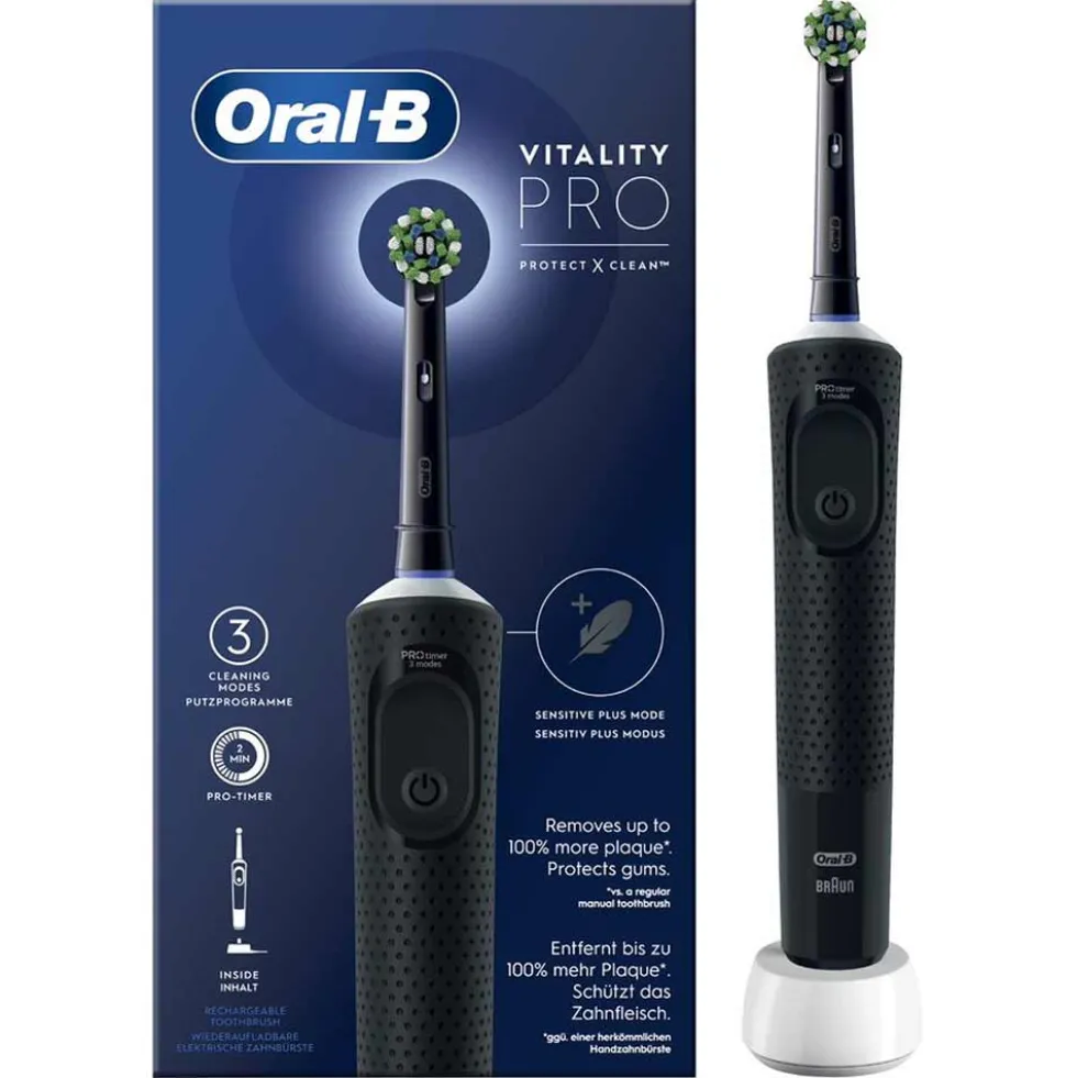 Oral-B Spazzolino Elettrico Ricaricabile Vitality Pro Nero, 1Testina 1Spazzolino