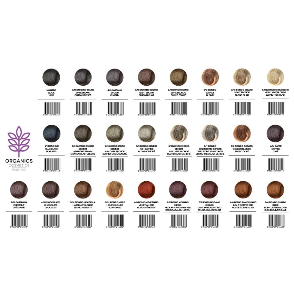 Organics Color 9/1 Biondo Chiarissimo Cenere - Tinta in olio per colorare i capelli, kit da 120 ml