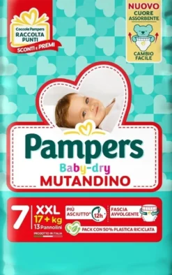 Pampers Baby Dry - Mutandino Pannolino Taglia XXL 17+ Kg, 13 pannolini