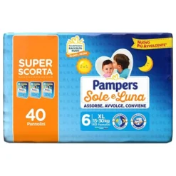 Pampers Sole & Luna - Pannolino Taglia 6 XL 15-30 Kg, 40 Pannolini