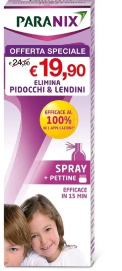 Paranix Spray Antipediculosi - Trattamento per eliminare i pidocchi e le lendini, 100 ml con pettine